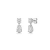 9ct White Gold Pear Shape & Round Brilliant 1.50ct Lab Grown Diamond Drop Earrings