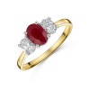 9ct Yellow Gold 0.85ct Oval Ruby and 0.50ct Oval Lab Grown Diamond 3 Stone Ring