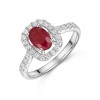 9ct White Gold 1.00ct Oval Ruby with 0.50ct Lab Grown Diamond Halo Ring with Diamond Shoulders
