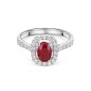 9ct White Gold 1.00ct Oval Ruby with 0.50ct Lab Grown Diamond Halo Ring with Diamond Shoulders
