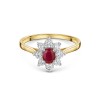 9ct Yellow Gold 0.42ct Oval Ruby and Round Brilliant Lab Grown Diamond Cluster Ring