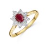 9ct Yellow Gold 0.42ct Oval Ruby and Round Brilliant Lab Grown Diamond Cluster Ring
