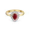 9ct Yellow Gold 0.80ct Pear Cut Ruby with Lab Grown Diamond Halo Solitaire Ring