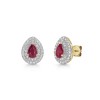 9ct Yellow Gold 1.50ct Pear Cut Ruby with Double Lab Grown Diamond Halo Earrings