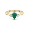 9ct Yellow Gold 0.70ct Pear cut Emerald and 0.20ct Round Brilliant Lab Grown Diamond 3 Stone Ring