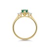 9ct Yellow Gold 0.70ct Pear cut Emerald and 0.20ct Round Brilliant Lab Grown Diamond 3 Stone Ring