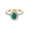 9ct Yellow Gold 0.70ct Oval Cut Emerald with Lab Grown Diamond Halo and Shoulders