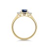 9ct Yellow Gold 0.70ct Oval Sapphire and 0.20ct Round Brilliant Lab Grown Diamond 3 Stone Ring