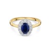 9ct Yellow Gold 0.70ct Oval Sapphire with 0.30ct Lab Grown Diamond Halo Ring