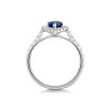 9ct White Gold 0.9ct Pear Cut Sapphire Ring with 0.45ct Lab Grown Diamond Halo and Shoulders 