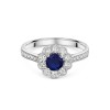 9ct White Gold 0.60ct Sapphire and Lab Grown Diamond Halo Solitaire Ring