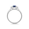 9ct White Gold 0.60ct Sapphire and Lab Grown Diamond Halo Solitaire Ring