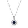 9ct White Gold 0.60ct Round Brilliant Sapphire and Lab Grown Diamond Halo Pendant