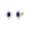 9ct Yellow Gold 0.79ct Oval Cut Sapphire with Lab Grown Diamond Halo Earrings