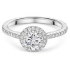 Platinum Lab Grown 0.75ct Round Brilliant Diamond Halo Shoulders Ring