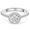 Platinum Lab Grown 1.00ct Round Brilliant Diamond Halo Shoulders Ring