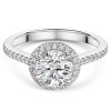 Platinum Lab Grown 1.50ct Round Brilliant Diamond Halo Shoulders Ring