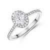 Platinum Lab Grown 0.75ct Oval Diamond Halo Shoulders Ring
