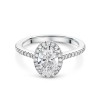 Platinum Lab Grown 1.00ct Oval Diamond Halo Shoulders Ring