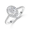 Platinum Lab Grown 1.00ct Oval Diamond Halo Shoulders Ring