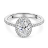 Platinum Lab Grown 1.50ct Oval Diamond Halo Shoulders Ring