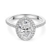 Platinum Lab Grown 2.00ct Oval Diamond Halo Shoulders Ring
