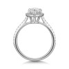 Platinum Lab Grown 1.50ct Pear Diamond Halo Shoulders Ring