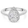 Platinum Lab Grown 1.50ct Pear Diamond Halo Shoulders Ring