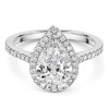 Platinum Lab Grown 2.00ct Pear Diamond Halo Shoulders Ring