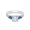 Platinum Brilliant Cut 1.50ct Diamond Sapphire Three Stone Ring