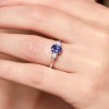 9ct White Gold 0.10ct Diamond and 0.75ct Tanzanite Trilogy Ring
