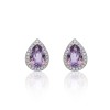 18ct White Gold Amethyst 1.24ct and Diamond 0.13ct Halo Earrings