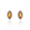 18ct White Gold Diamond 0.14ct and Citrine 0.97ct Halo Earrings