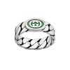Gucci Interlocking Ring Silver with Green YBC701612002