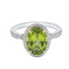 18ct White Gold Diamond 0.21ct and Peridot 3.15ct Halo Ring