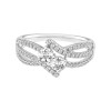 18ct White Gold 0.70ct Round Brilliant Cut Diamond Two Stone Fancy Split Cross Over Ring