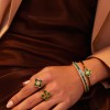 Roberto Coin 18ct Yellow Gold Venetian Princess Malachite 0.07ct Diamond Bangle