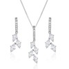Silver Marquise Cubic Zirconia Drop Pendant Necklace and Earrings Set 