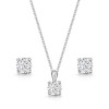 9ct White Gold Round Brilliant Cubic Zirconia Pendant and Earrings Set