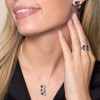 Silver Concave Pebble Drop Pendant