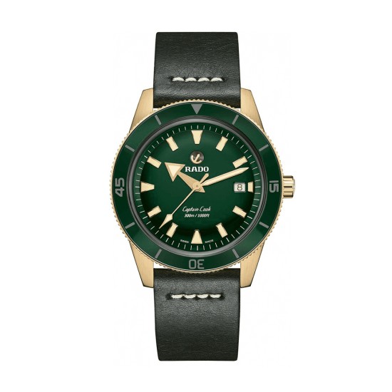 Rado Captain Cook Black Leather Strap Mens Watch R32504315 Front