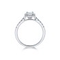 Platinum 0.75ct Emerald Cut Diamond Solitaire Ring with Halo and Shoulders