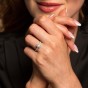 Platinum 0.33ct Emerald Cut Diamond Solitaire Ring with Halo and Shoulders