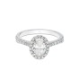 Platinum 0.75ct Oval Halo Diamond Solitaire with Pave Set Shoulders