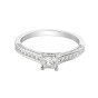 18ct White Gold Princess Cut Diamond Solitaire with Round Brillaint Diamond Shoulders and Sides, Approx. 0.75ct Total Weight