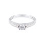 18ct White Gold Round Brilliant Diamond Solitaire with Pave Set Diamond Shoulders, Approx. 0.60ct Total Weight