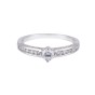 18ct White Gold Round Brilliant Diamond Compass Set Engagement Ring With Diamond Shoulders, Total Weight 0.58ct