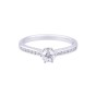 18ct White Gold Round Brilliant Diamond Engagement Ring With Diamond Shoulders, Total Weight 0.50ct.