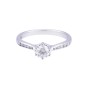 18ct White Gold Round Brilliant Diamond Solitaire with Diamond Shoulders, Approx. 0.65ct Total Weight