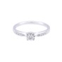 9ct White Gold Round Brilliant Diamond Solitaire with Diamond Shoulders, Approx. 0.20ct Total Weight